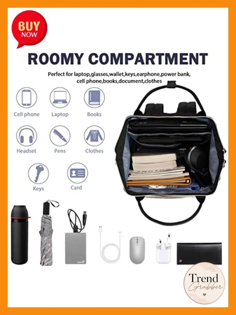 Fashion Laptop Backpack Water Resistant Nylon Large Capacity Work Travel Daypack